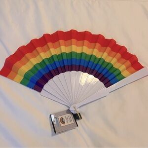 LGBTQ+ Rainbow Striped Folding Fan Gay Pride New With Tags L13